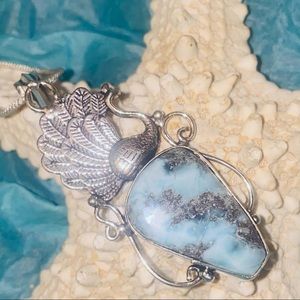 Larimar peacock handmade pendant